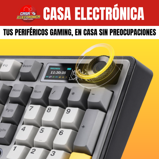 Teclado Mecánico Ajazz AK980 Con Pantalla 98% Trimodo RGB Con Perilla Batería Ultra Duradera