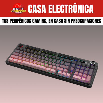 Teclado Inalámbrico Mecánico Ajazz AK980 V2 Con Pantalla 98% Trimodo RGB Con Perilla 10.000 mAH Batería