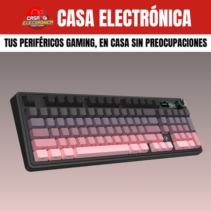 Teclado Inalámbrico Mecánico Ajazz AK980 V2 Con Pantalla 98% Trimodo RGB Con Perilla 10.000 mAH Batería