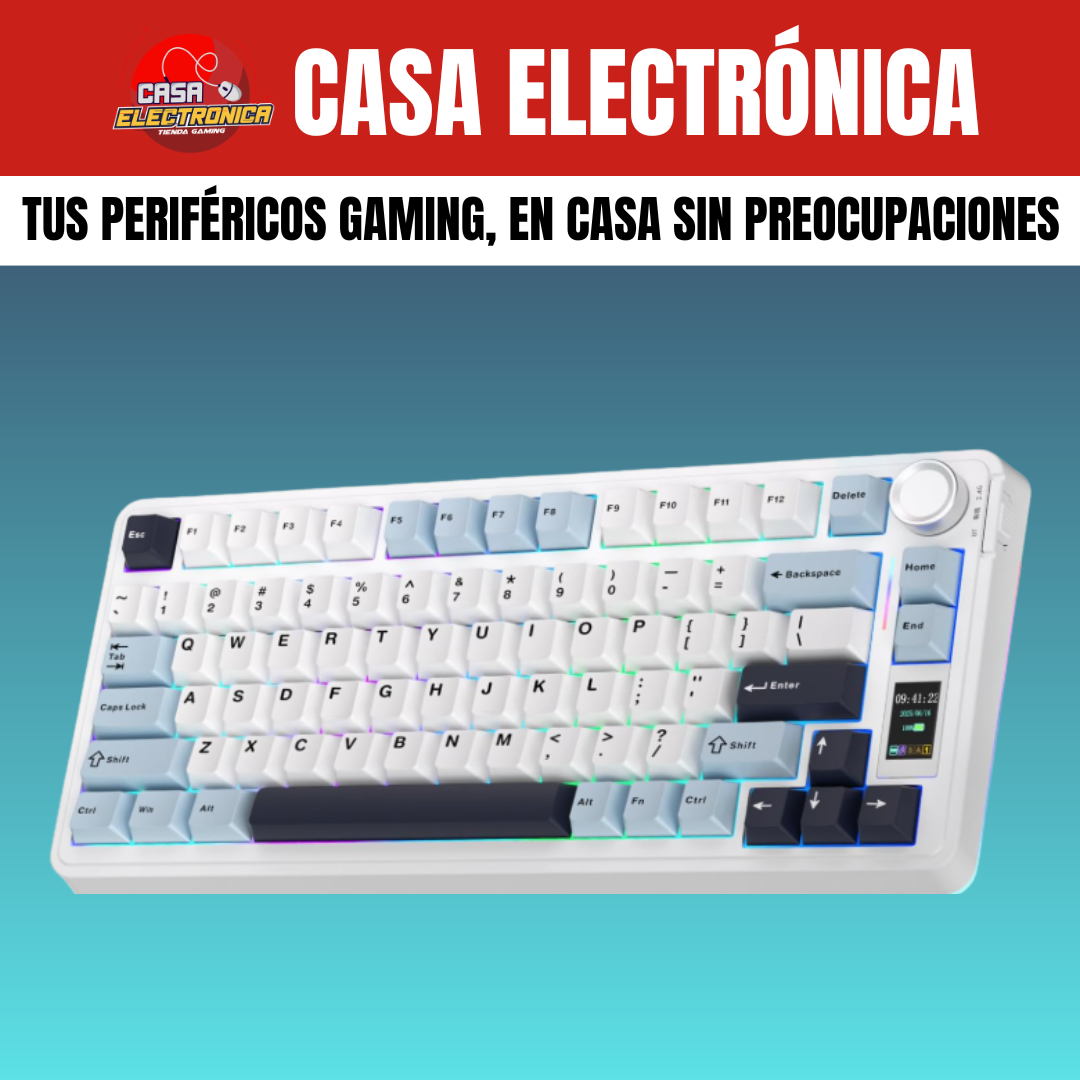 Teclado Inalámbrico Mecánico Aula S75 PRO RGB 75% Sonido Cremoso con Pantalla