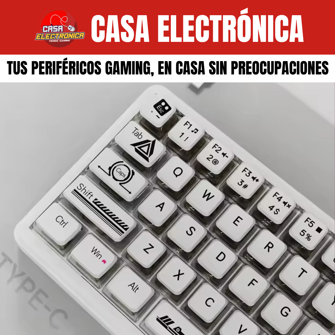 Teclado Mecánico Ajazz AK690 Transparente Gasket Sonido Cremoso con Perilla 65%