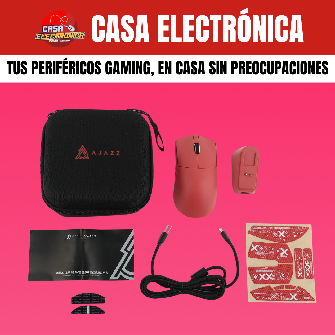 Mouse Inalámbrico Ajazz AJ139P V3 MC Trimodo Base de Carga RGB Competitivo