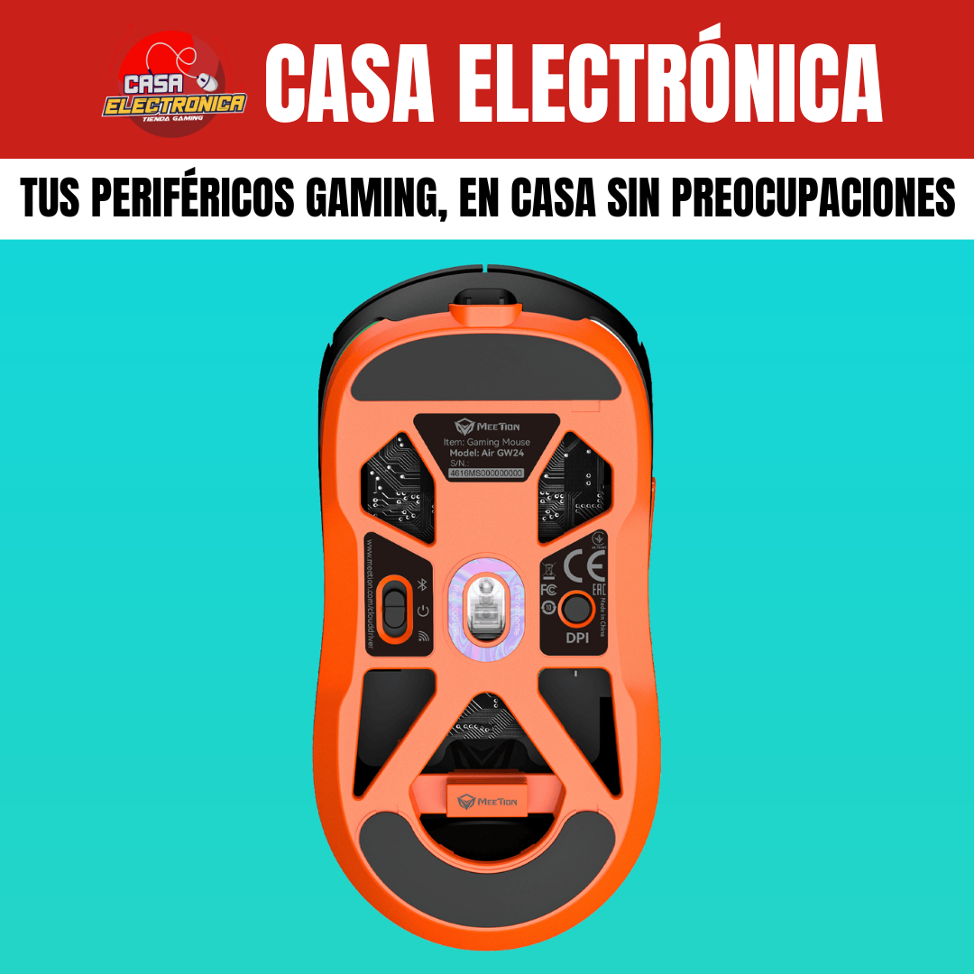 Mouse Inalámbrico Meetion GW24 Trimodo RGB 8K DPI Ligero