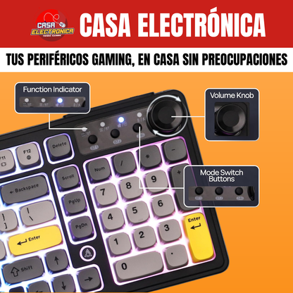 Teclado Semi Mecánico Inalámbrico Ajazz AF98 Plus Trimodo RGB 100%