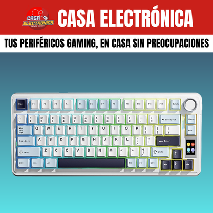 Teclado Inalámbrico Mecánico Aula S75 PRO RGB 75% Sonido Cremoso con Pantalla