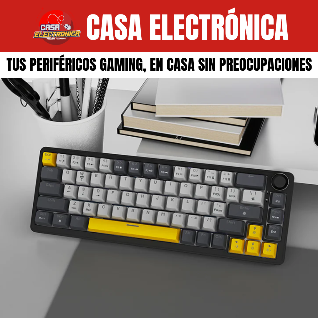 Teclado Mecánico Ajazz AK690 Gasket Sonido Cremoso con Perilla 65%