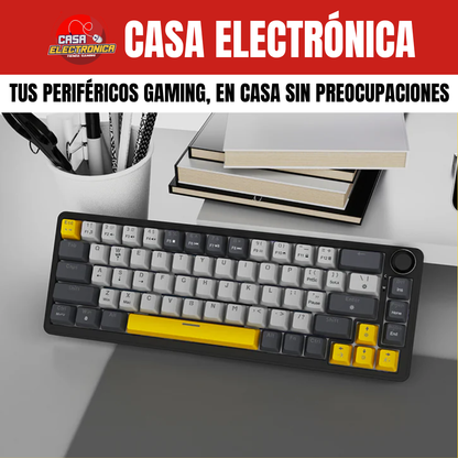 Teclado Mecánico Ajazz AK690 Gasket Sonido Cremoso con Perilla 65%