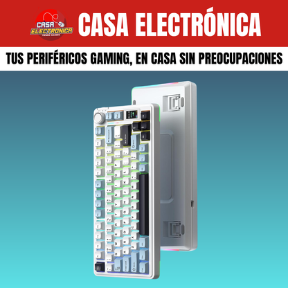 Teclado Inalámbrico Mecánico Aula S75 PRO RGB 75% Sonido Cremoso con Pantalla
