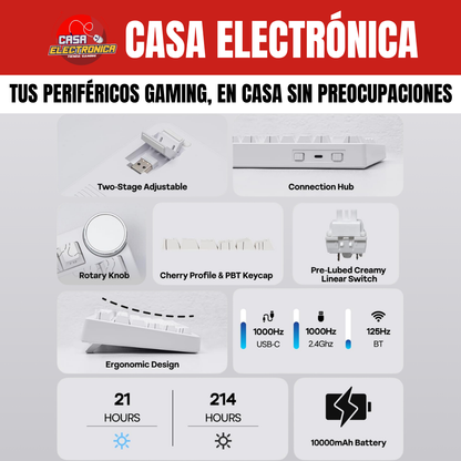 Teclado Inalámbrico Ajazz AK820 V2 Mecánico 10.000 mAH RGB Ultra Duradero