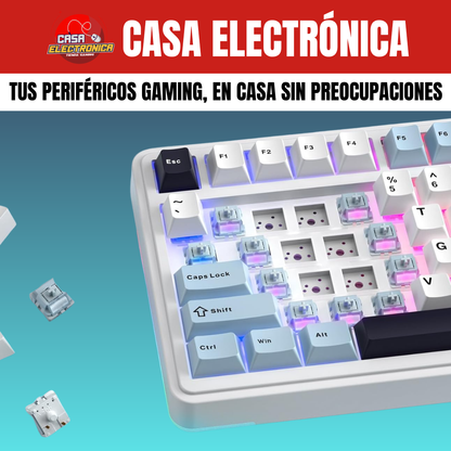 Teclado Inalámbrico Mecánico Aula S75 PRO RGB 75% Sonido Cremoso con Pantalla