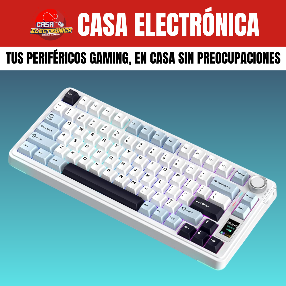 Teclado Inalámbrico Mecánico Aula S75 PRO RGB 75% Sonido Cremoso con Pantalla