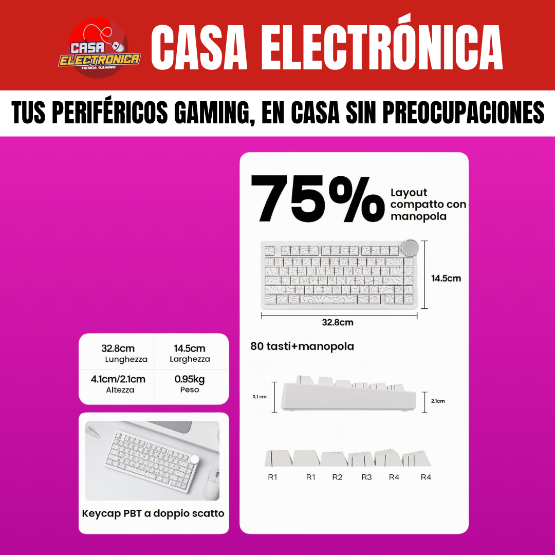 Teclado Inalámbrico Ajazz AK820 V2 Mecánico 10.000 mAH RGB Ultra Duradero