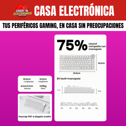 Teclado Inalámbrico Ajazz AK820 V2 Mecánico 10.000 mAH RGB Ultra Duradero