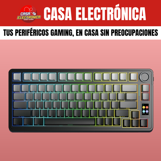 Teclado Inalámbrico Mecánico Aula S75 PRO RGB 75% Sonido Cremoso con Pantalla