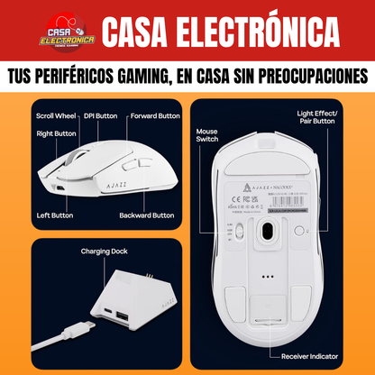Mouse Inalámbrico Ajazz AJ139 V2 MC Trimodo Base de Carga
