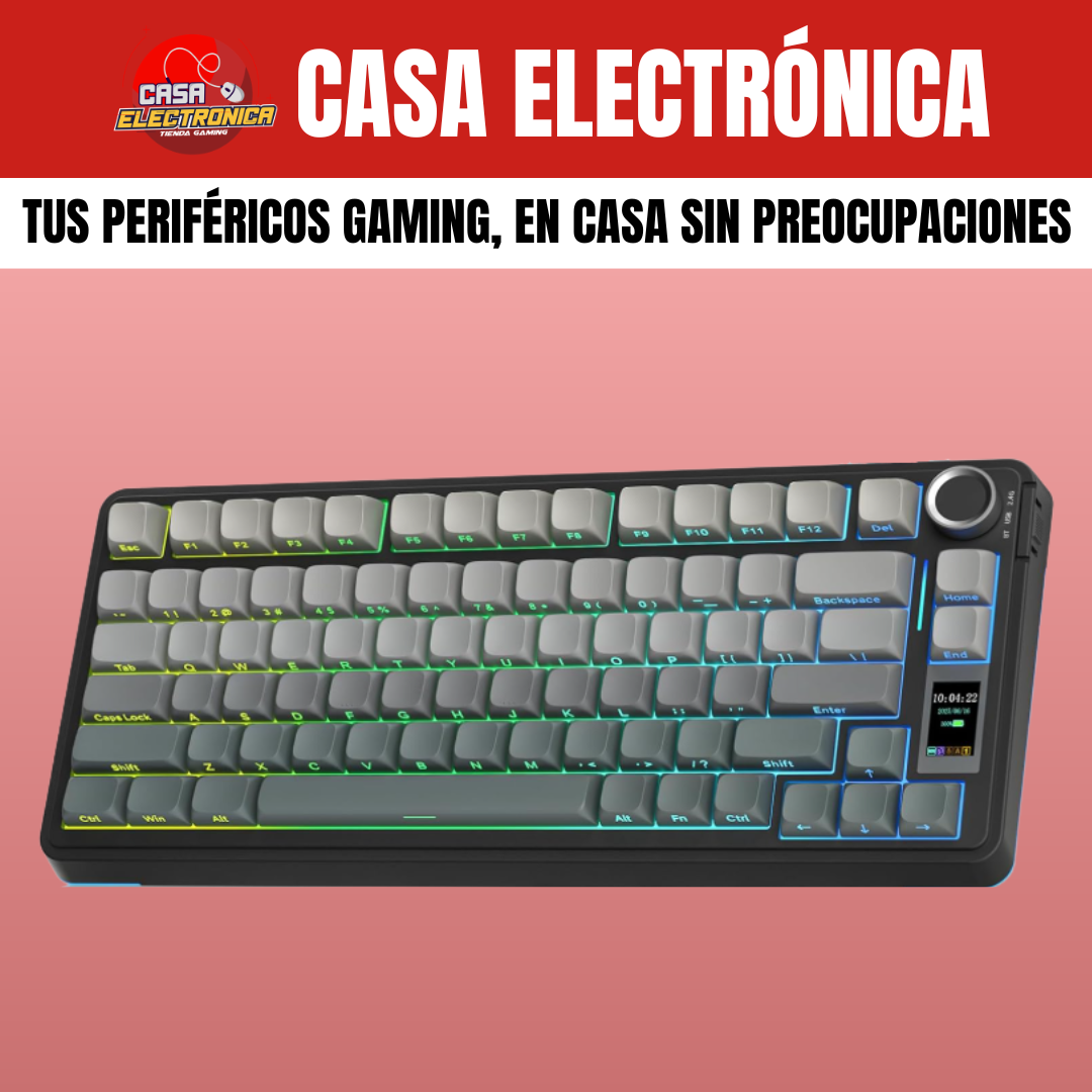 Teclado Inalámbrico Mecánico Aula S75 PRO RGB 75% Sonido Cremoso con Pantalla