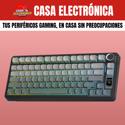 Teclado Inalámbrico Mecánico Aula S75 PRO RGB 75% Sonido Cremoso con Pantalla