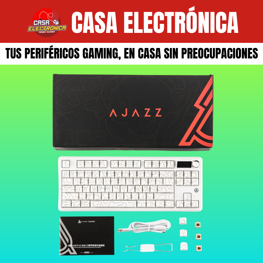Teclado Inalámbrico Ajazz MK87 Sonido Cremoso Pantalla Ultra Duración 10.000 mAH