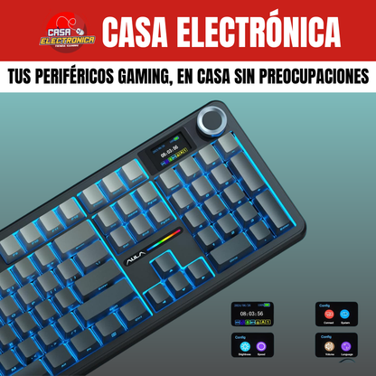 Teclado Inalámbrico Aula F108 PRO 100% Sonido Cremoso con Pantalla