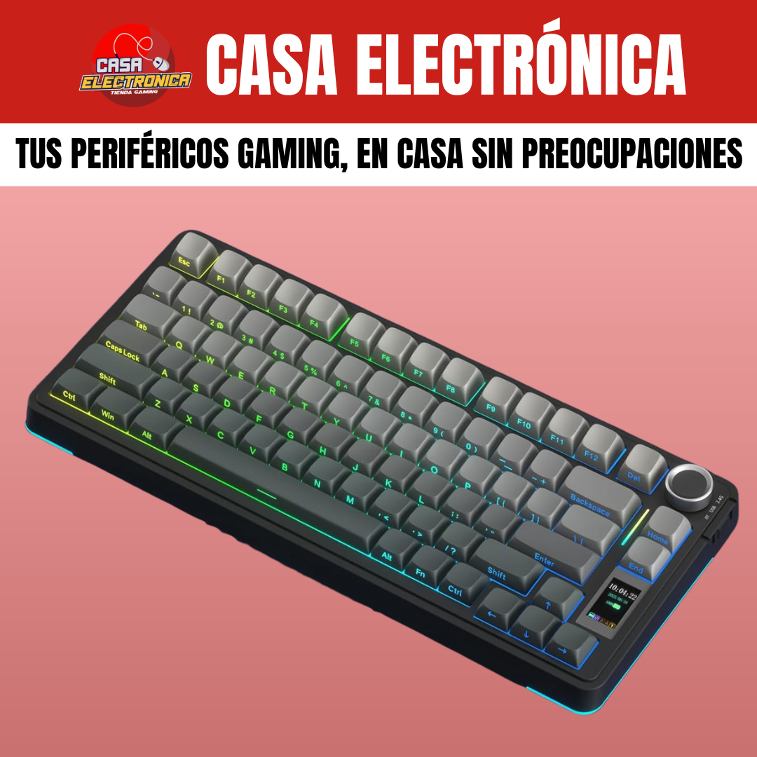 Teclado Inalámbrico Mecánico Aula S75 PRO RGB 75% Sonido Cremoso con Pantalla