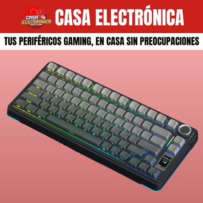 Teclado Inalámbrico Mecánico Aula S75 PRO RGB 75% Sonido Cremoso con Pantalla
