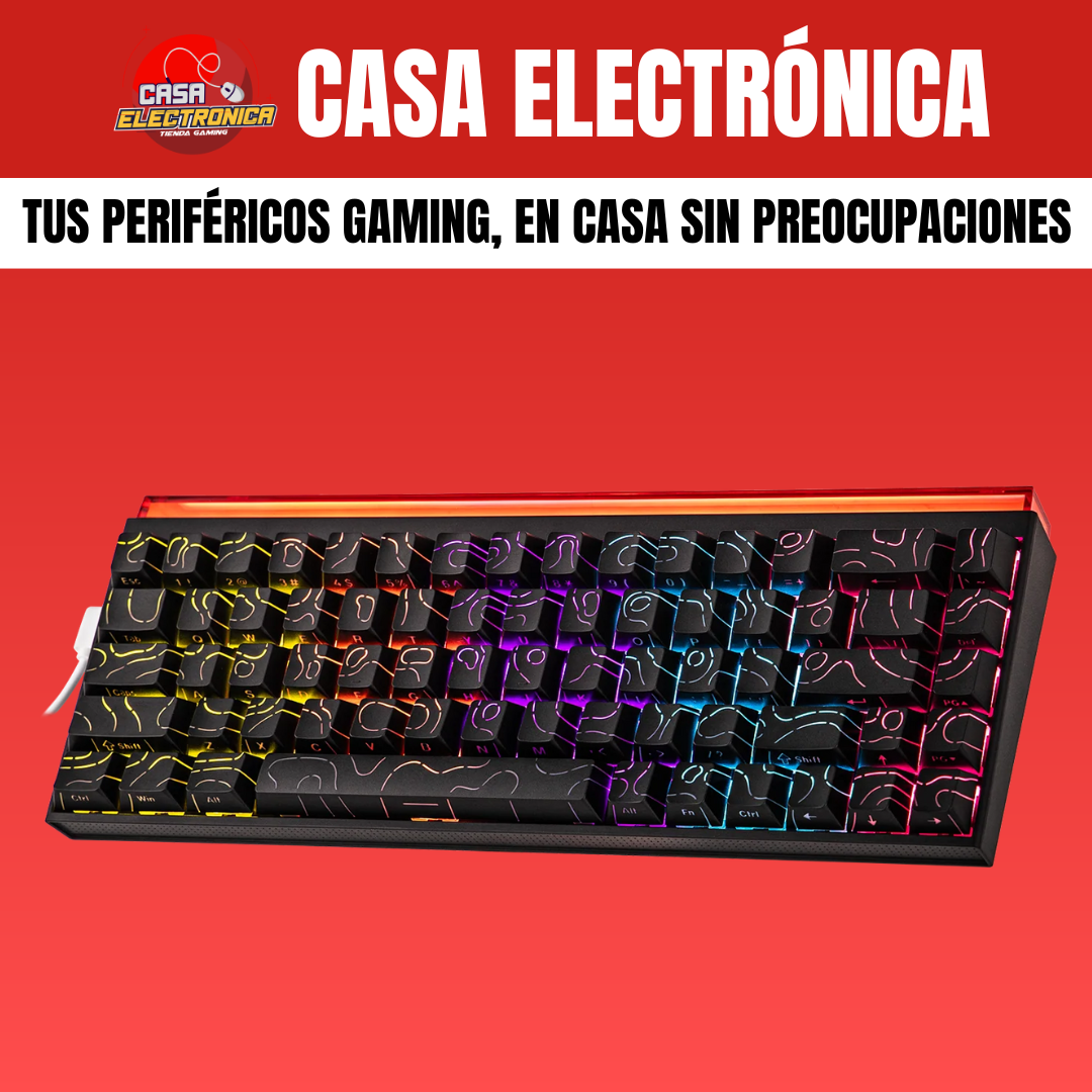 Teclado Mecánico Ajazz NK68 65% Rainbow Con Barra de Luz RGB