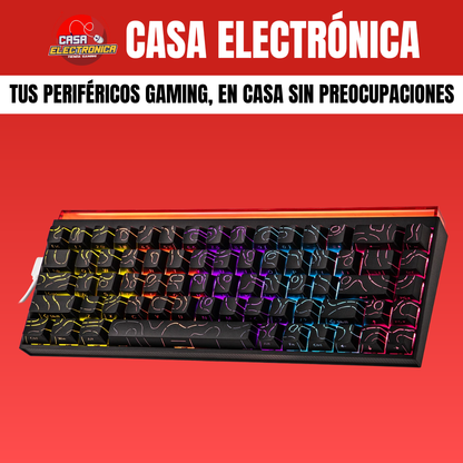 Teclado Mecánico Ajazz NK68 65% Rainbow Con Barra de Luz RGB