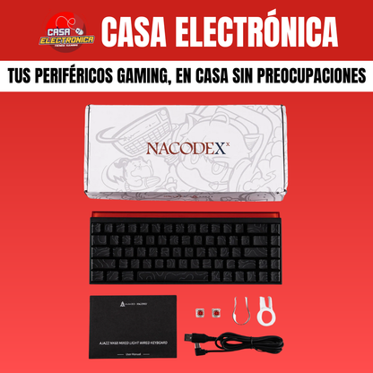 Teclado Mecánico Ajazz NK68 65% Rainbow Con Barra de Luz RGB