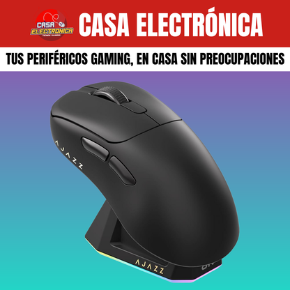 Mouse Inalámbrico Ajazz AJ179 PRO 8K HZ Polling Rate RGB Trimodo Base de Carga