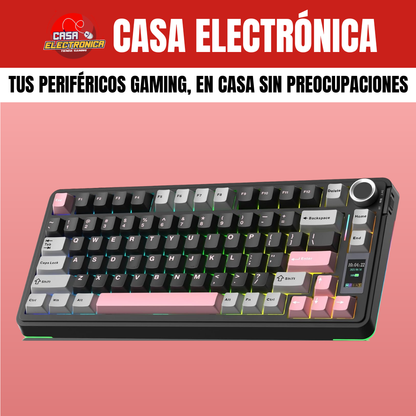 Teclado Inalámbrico Mecánico Aula S75 PRO RGB 75% Sonido Cremoso con Pantalla