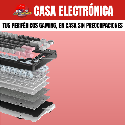 Teclado Inalámbrico Mecánico Aula S75 PRO RGB 75% Sonido Cremoso con Pantalla