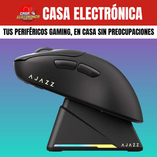 Mouse Inalámbrico Ajazz AJ179 PRO 8K HZ Polling Rate RGB Trimodo Base de Carga