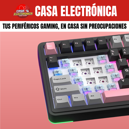 Teclado Inalámbrico Mecánico Aula S75 PRO RGB 75% Sonido Cremoso con Pantalla