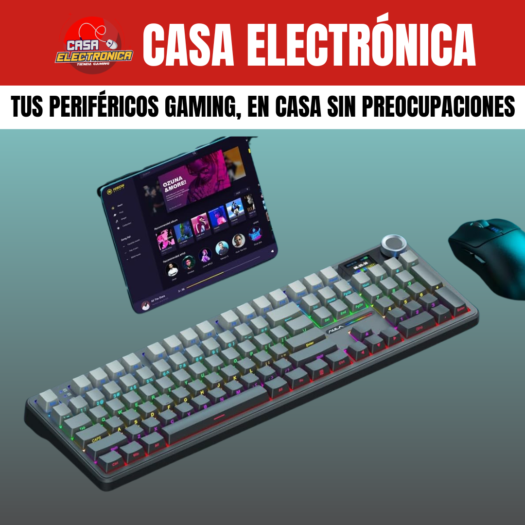 Teclado Inalámbrico Aula F108 PRO 100% Sonido Cremoso con Pantalla