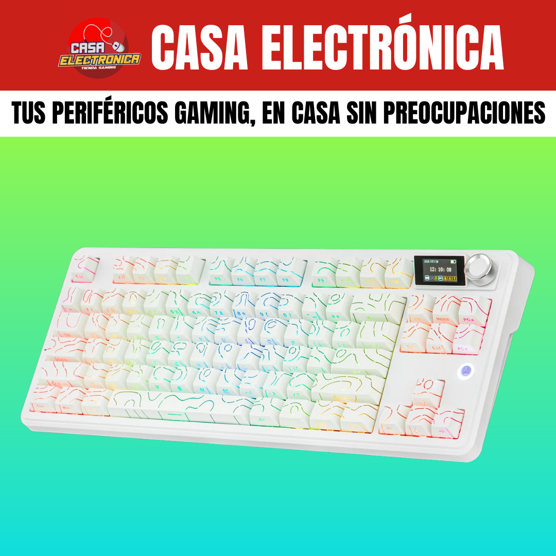 Teclado Inalámbrico Ajazz MK87 Sonido Cremoso Pantalla Ultra Duración 10.000 mAH