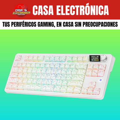 Teclado Inalámbrico Ajazz MK87 Sonido Cremoso Pantalla Ultra Duración 10.000 mAH