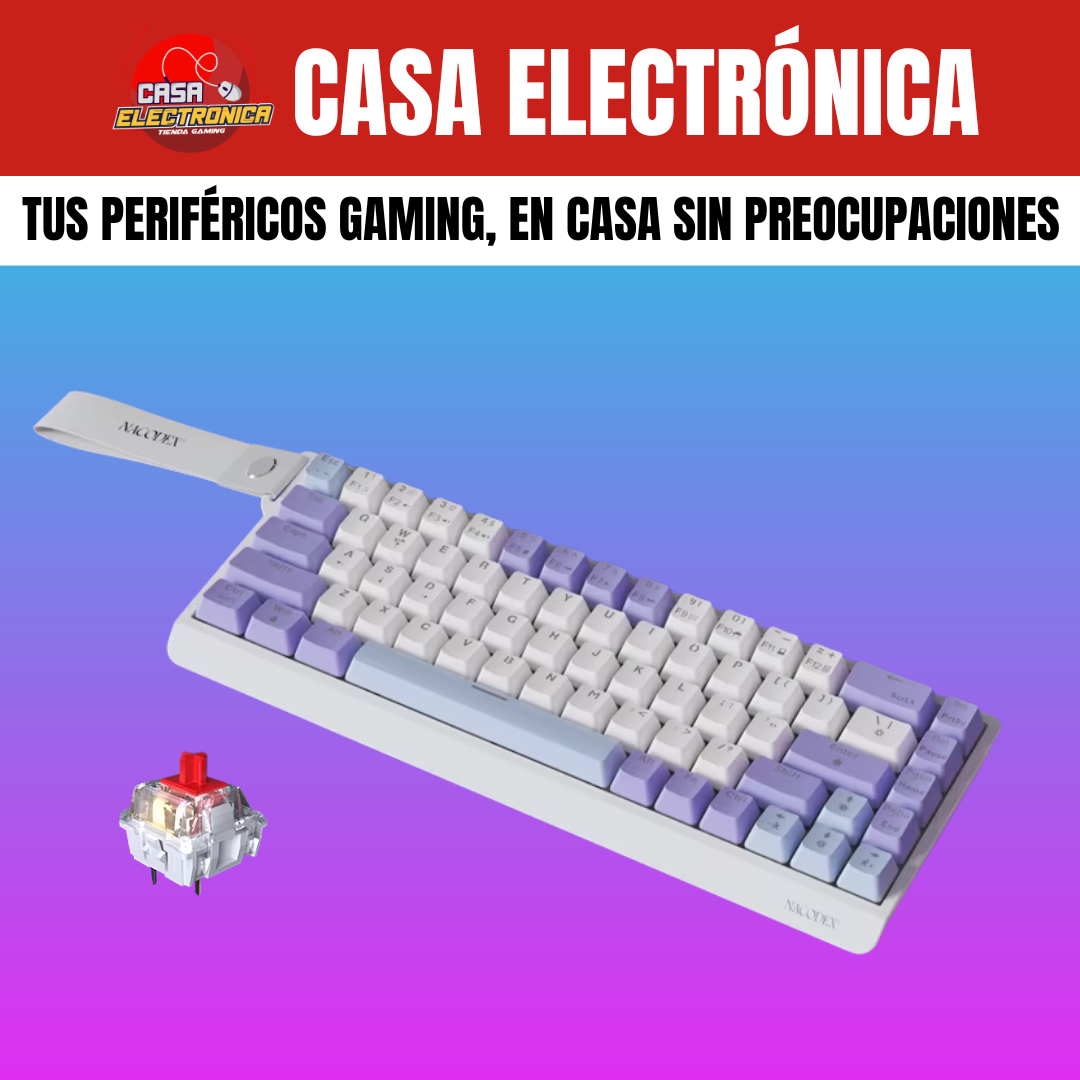 Teclado Mecánico Ajazz NK68 V2 65% Rainbow Reclinable Moderno Gaming