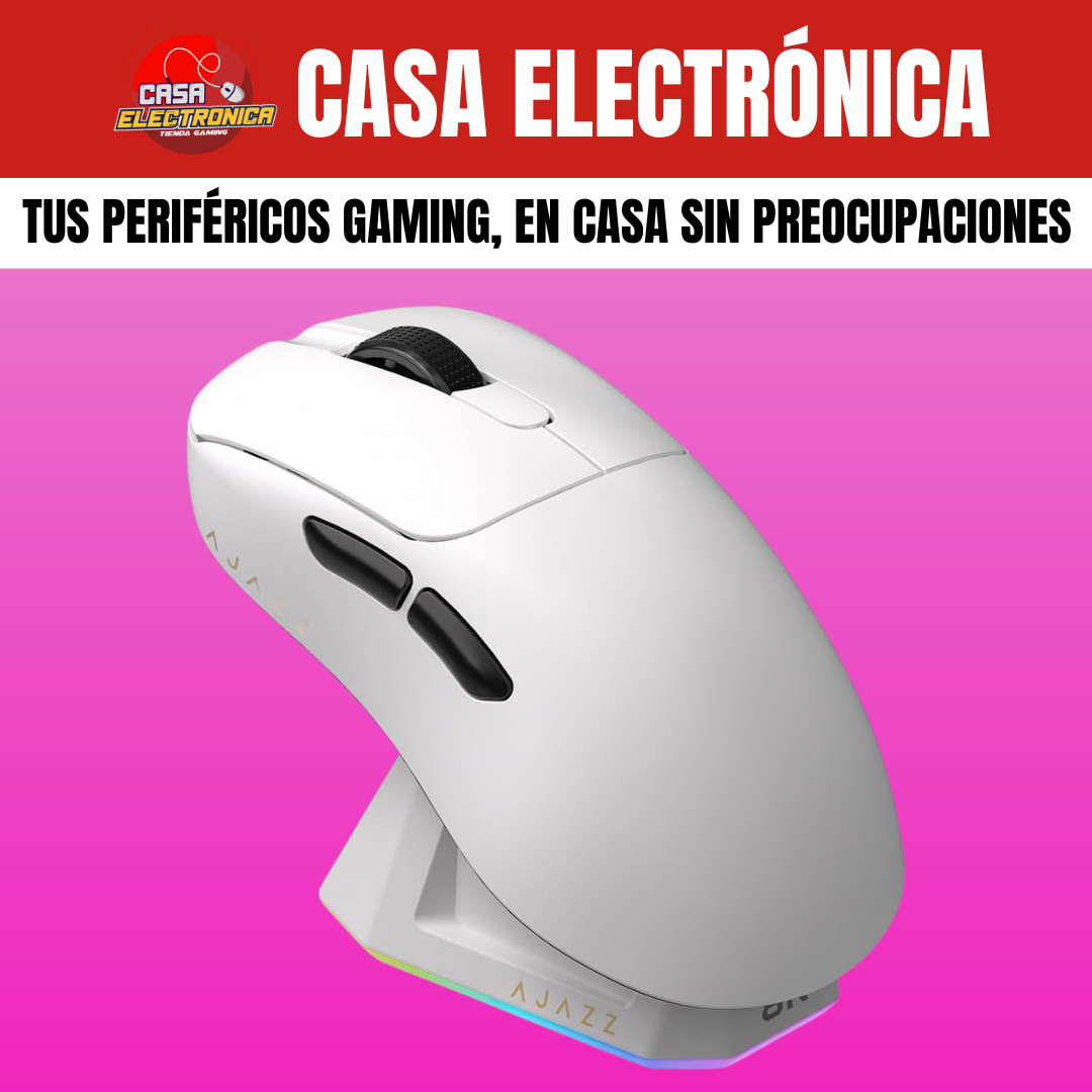 Mouse Inalámbrico Ajazz AJ179 PRO 8K HZ Polling Rate RGB Trimodo Base de Carga