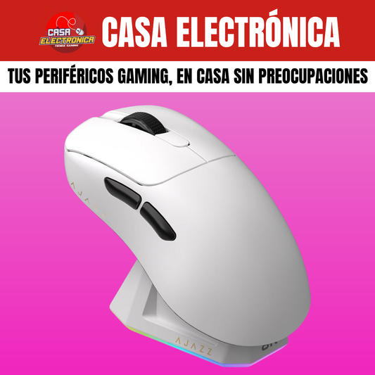 Mouse Inalámbrico Ajazz AJ179 PRO 8K HZ Polling Rate RGB Trimodo Base de Carga