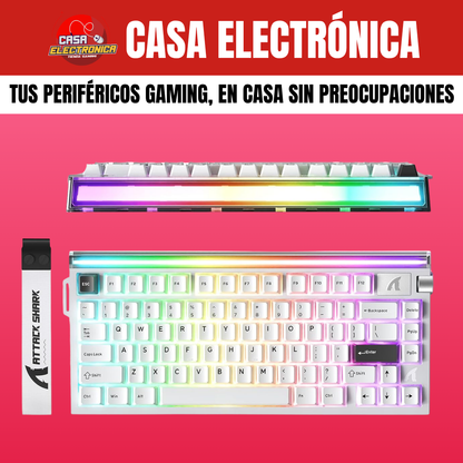 Teclado Magnético Attack Shark R85 He 75% 8K Polling Rate Competitivo RGB Precisión 0,05 mm