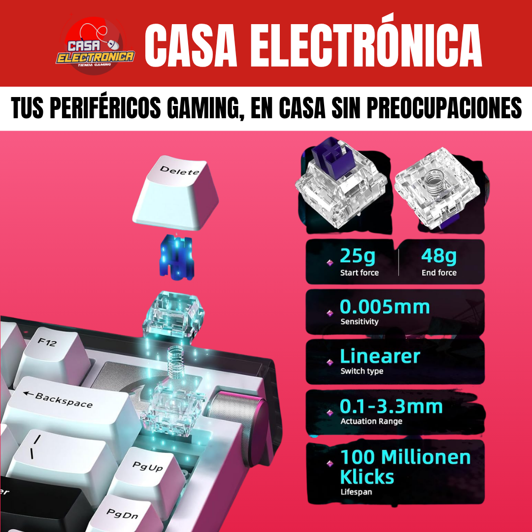 Teclado Magnético Attack Shark R85 He 75% 8K Polling Rate Competitivo RGB Precisión 0,05 mm