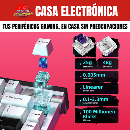 Teclado Magnético Attack Shark R85 He 75% 8K Polling Rate Competitivo RGB Precisión 0,05 mm