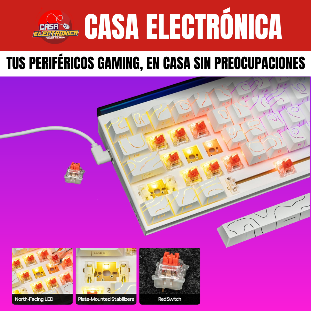 Teclado Mecánico Ajazz NK68 65% Rainbow Con Barra de Luz RGB