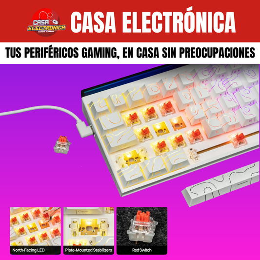 Teclado Mecánico Ajazz NK68 65% Rainbow Con Barra de Luz RGB