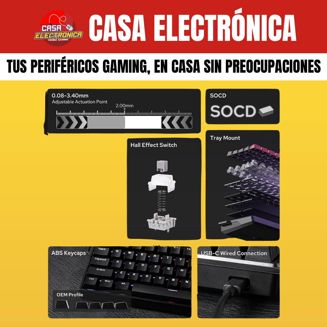 Teclado Magnético Aula Win68 HE 8K Polling Rate RGB 65%