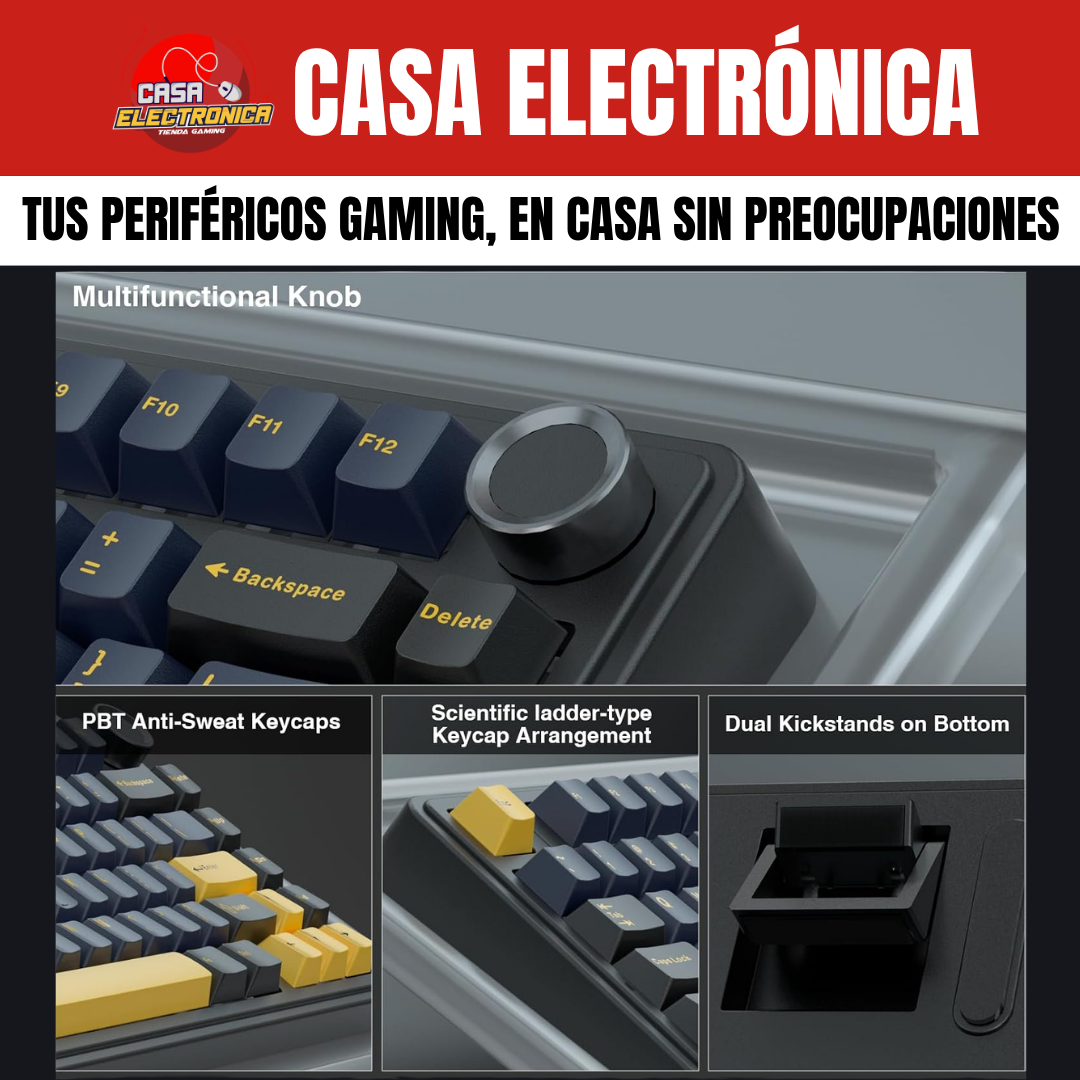 Teclado Inalámbrico Aula F75 Mecánico 75% Sonido Cremoso Gasket RGB