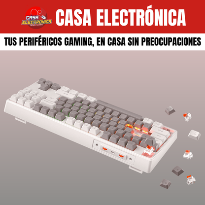 Teclado Mecánico Inalámbrico Español Meetion MK14 TKL Gasket Sonido Cremoso