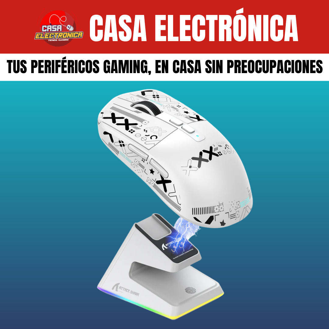Mouse Inalámbrico Attack Shark X6 Competitivo con Base de Carga 26K RGB