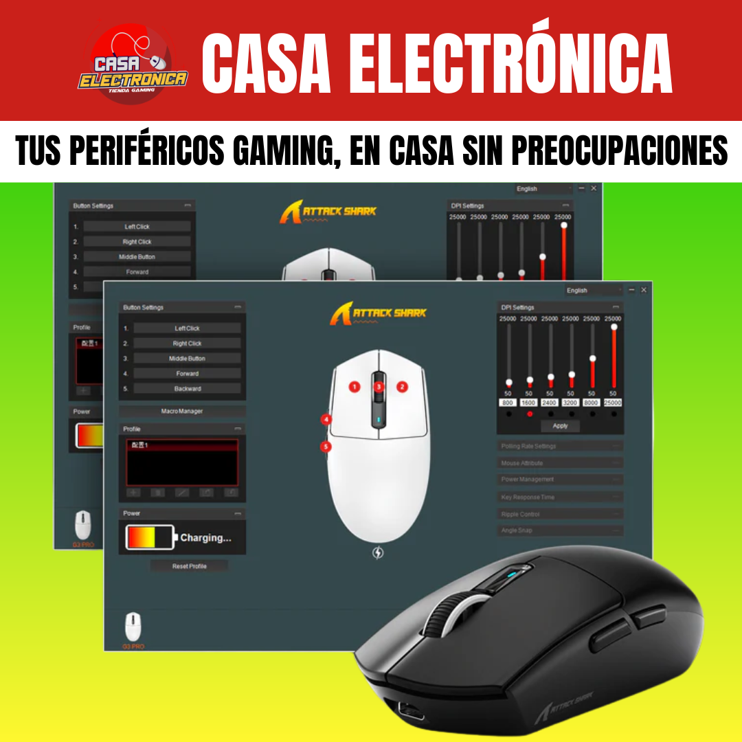 Mouse Inalámbrico Attack Shark G3 PRO Trimodo con Base de Carga