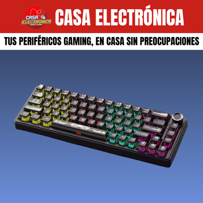 Teclado Mecánico Ajazz AK690 Transparente Gasket Sonido Cremoso con Perilla 65%